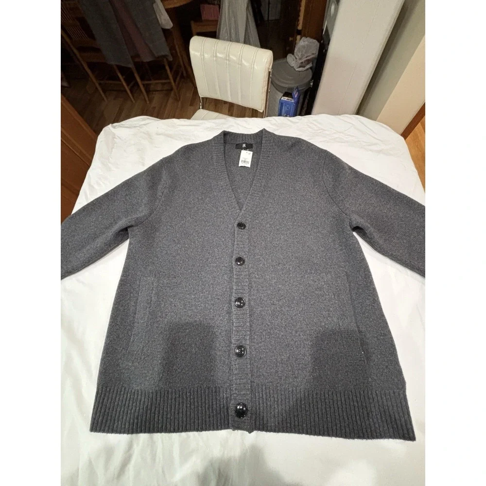 NWT Banana Republic Relaxed Recycled Wool Blend Sweater Cardigan Mens Large Gray
